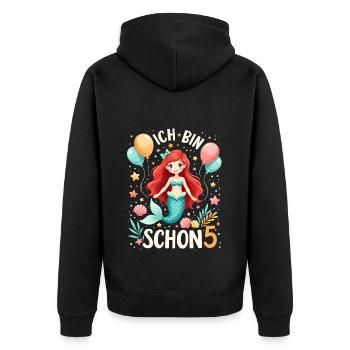 J’ai déjà 5 ans Sirène Birthday Girl - Veste à capuche bio Premium Unisexe - noir - Dos - Nico (187cm)