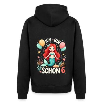 J’ai déjà 6 ans Sirène Birthday Girl - Veste à capuche bio Premium Unisexe - noir - Dos - Nico (187cm)