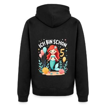 J’ai déjà 5 ans Sirène Birthday Girl - Veste à capuche bio Premium Unisexe - noir - Dos - Nico (187cm)
