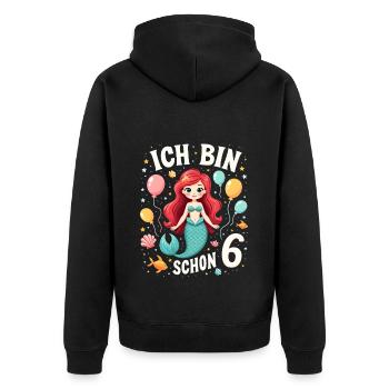 J’ai déjà 6 ans Sirène Birthday Girl - Veste à capuche bio Premium Unisexe - noir - Dos - Nico (187cm)