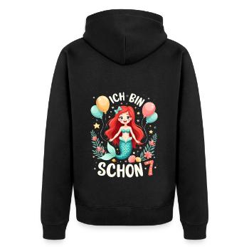 J’ai déjà 7 ans Sirène Birthday Girl - Veste à capuche bio Premium Unisexe - noir - Dos - Nico (187cm)