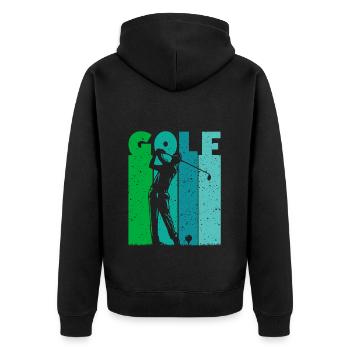 Golf Golfer Tee-Off Männer Jungen Vintage - Unisex Premium Bio Zip Hoodie - Schwarz - Hinten - Nico (187cm)