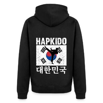 Hapkido Korean Martial Art - Unisex Premium Bio Zip Hoodie - Schwarz - Hinten - Nico (187cm)