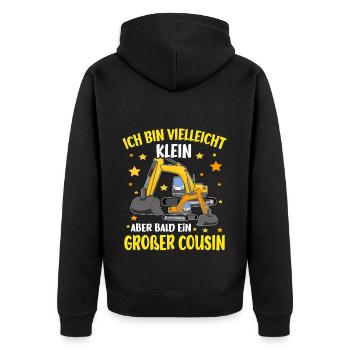 Soon a Big Cousin Excavator - Unisex Premium Organic Zip Hoodie - black - Back - Nico (187cm)