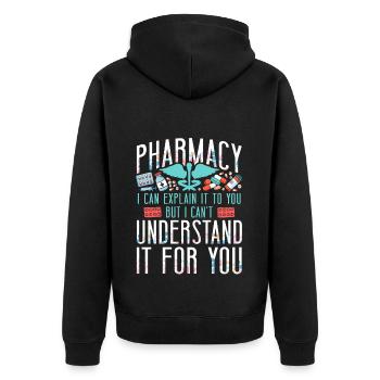 Pharmacy Tech Technician - Unisex Premium Bio Zip Hoodie - Schwarz - Hinten - Nico (187cm)