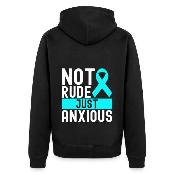 Anxiety disorder Anxiety disorder - Unisex Premium Organic Zip Hoodie - black - Back - Nico (187cm)