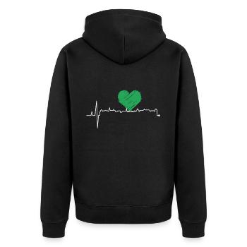 Mönchengladbach Geschenk Herren Hooligan Ultras - Unisex Premium Bio Zip Hoodie - Schwarz - Hinten - Nico (187cm)