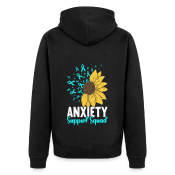 Angststörung Anxiety disorder - Unisex Premium Bio Zip Hoodie - Schwarz - Hinten - Nico (187cm)