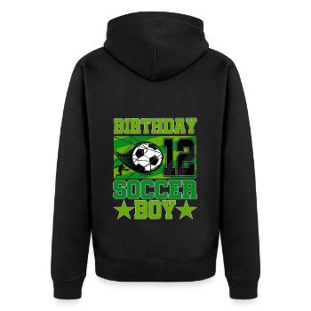 12th birthday Boy Soccer 12 Years Old Gifts - Unisex Premium Bio Zip Hoodie - Schwarz - Hinten - Nico (187cm)