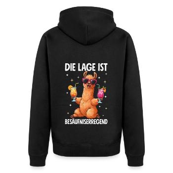 Die Lage Ist Besäufniserregend - Unisex Premium Bio Zip Hoodie - Schwarz - Hinten - Nico (187cm)
