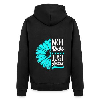 Anxiety disorder Anxiety disorder - Unisex Premium Organic Zip Hoodie - black - Back - Nico (187cm)