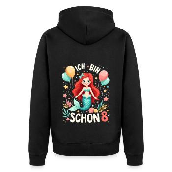 J’ai déjà 8 ans Sirène Birthday Girl - Veste à capuche bio Premium Unisexe - noir - Dos - Nico (187cm)