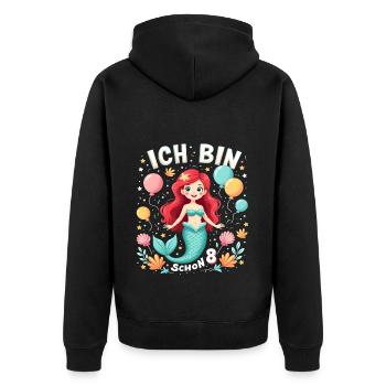 J’ai déjà 8 ans Sirène Birthday Girl - Veste à capuche bio Premium Unisexe - noir - Dos - Nico (187cm)