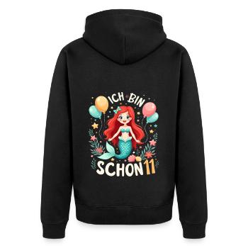 J’ai déjà 11 ans Sirène Birthday Girl - Veste à capuche bio Premium Unisexe - noir - Dos - Nico (187cm)