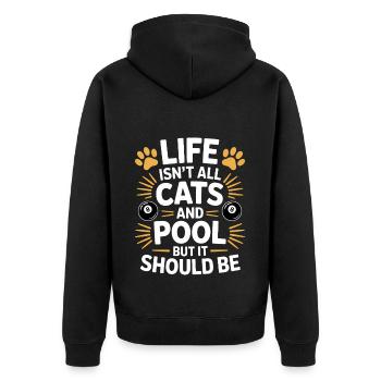 Pool Billiard Spruch Lustig Pool Billiard Geschenk - Unisex Premium Bio Zip Hoodie - Schwarz - Hinten - Nico (187cm)