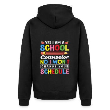Ja Ich Bin Schulberater Nein Ich Ändere Nicht - Unisex Premium Bio Zip Hoodie - Schwarz - Hinten - Nico (187cm)