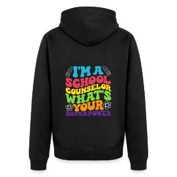 Ich Bin Ein Schulberater Was Ist Deine Superkraft - Unisex Premium Bio Zip Hoodie - Schwarz - Hinten - Nico (187cm)