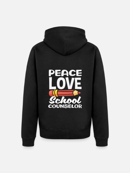 Frieden Liebe Schulberater Kunstwerk - Unisex Premium Bio Zip Hoodie - Schwarz