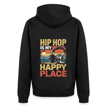 Music My Happy Place Music Lover DJ Headphones - Unisex Premium Organic Zip Hoodie - black - Back - Nico (187cm)