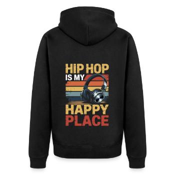 Music My Happy Place Music Lover DJ Headphones - Unisex Premium Organic Zip Hoodie - black - Back - Nico (187cm)