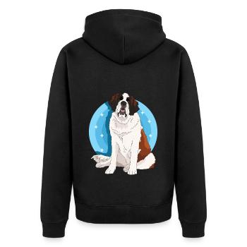 Bernhardiner Hund St. Bernhardshund Geschenk - Unisex Premium Bio Zip Hoodie - Schwarz - Hinten - Nico (187cm)