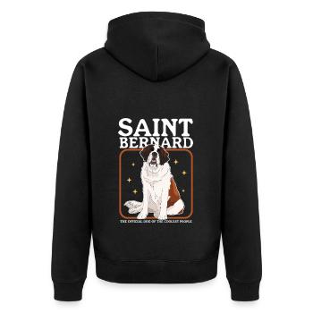 Bernhardiner Hunde St. Bernhardshund Geschenk - Unisex Premium Bio Zip Hoodie - Schwarz - Hinten - Nico (187cm)
