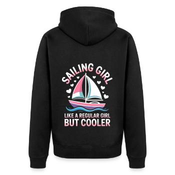 Segeln Spruch Mädchen Segler Segeln Geschenk - Unisex Premium Bio Zip Hoodie - Schwarz - Hinten - Nico (187cm)