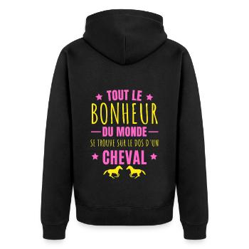 Tout le bonheur du monde se trouve sur un cheval - Veste à capuche bio Premium Unisexe - noir - Dos - Nico (187cm)