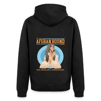 Lévrier afghan chien cadeau - Veste à capuche bio Premium Unisexe - noir - Dos - Nico (187cm)