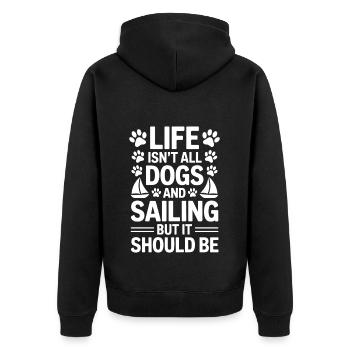 Sailing Saying Dog Sailor Dog Sailing Gift - Unisex Premium Organic Zip Hoodie - black - Back - Nico (187cm)
