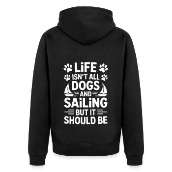 Sailing Saying Dog Sailor Dog Sailing Gift - Unisex Premium Organic Zip Hoodie - black - Back - Nico (187cm)