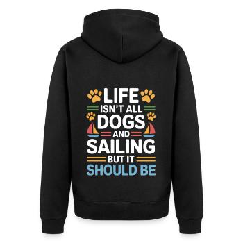 Sailing Saying Dog Sailor Dog Sailing Gift - Unisex Premium Organic Zip Hoodie - black - Back - Nico (187cm)