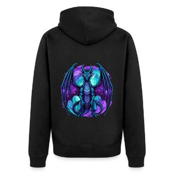 Blue Dragon - Unisex Premium Organic Zip Hoodie - black - Back - Nico (187cm)