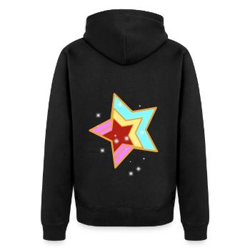 Retro Sterne Vintage 60er 80er - Unisex Premium Bio Zip Hoodie - Schwarz - Hinten - Nico (187cm)