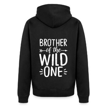 Brother of the Wild One - Unisex Premium Bio Zip Hoodie - Schwarz - Hinten - Nico (187cm)