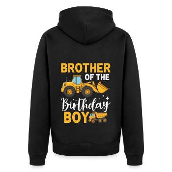 Brother of the Birthday Boy - Unisex Premium Organic Zip Hoodie - black - Back - Nico (187cm)