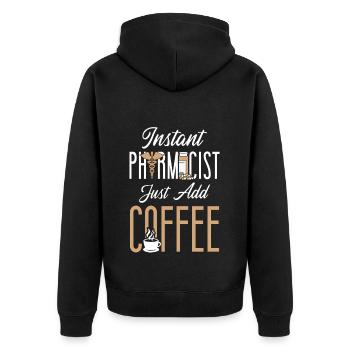Pharmacy Tech Technician - Unisex Premium Bio Zip Hoodie - Schwarz - Hinten - Nico (187cm)