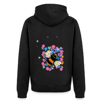 Retro Bee Bees Bumblebee Flower Kids - Unisex Premium Organic Zip Hoodie - black - Back - Nico (187cm)