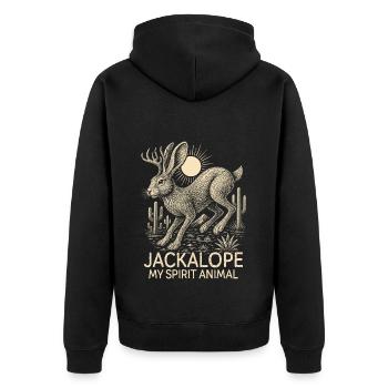 Jackalope My Spirit Animal - Unisex Premium Organic Zip Hoodie - black - Back - Nico (187cm)