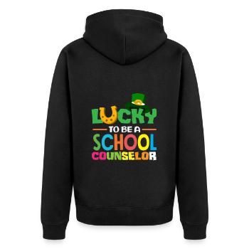 Glücklich Als Schulberater Sein - Unisex Premium Bio Zip Hoodie - Schwarz - Hinten - Nico (187cm)