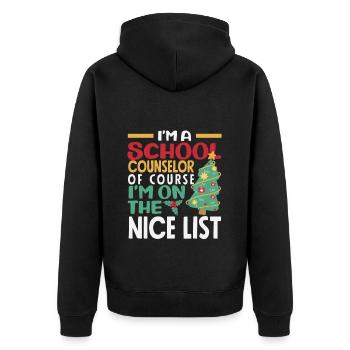 Schulberater Natürlich Auf Der Nette Liste - Unisex Premium Bio Zip Hoodie - Schwarz - Hinten - Nico (187cm)