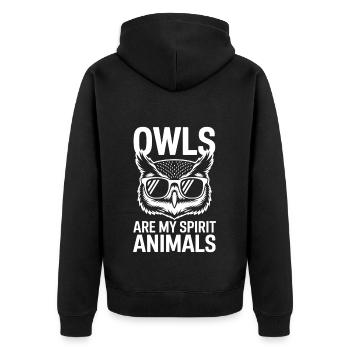 Eule Spruch Eulen Lustiges Eulen Geschenk - Unisex Premium Bio Zip Hoodie - Schwarz - Hinten - Nico (187cm)