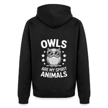 Eule Spruch Eulen Lustiges Eulen Geschenk - Unisex Premium Bio Zip Hoodie - Schwarz - Hinten - Nico (187cm)