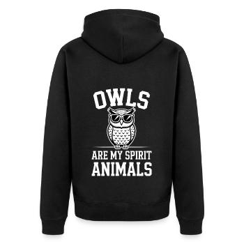 Eule Spruch Eulen Lustiges Eulen Geschenk - Unisex Premium Bio Zip Hoodie - Schwarz - Hinten - Nico (187cm)