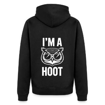 Eule Spruch Eulen Lustiges Eulen Geschenk - Unisex Premium Bio Zip Hoodie - Schwarz - Hinten - Nico (187cm)
