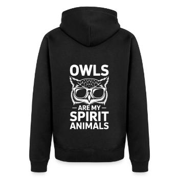 Eule Spruch Eulen Lustiges Eulen Geschenk - Unisex Premium Bio Zip Hoodie - Schwarz - Hinten - Nico (187cm)