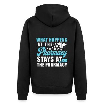 Pharmacy Tech Technician - Unisex Premium Bio Zip Hoodie - Schwarz - Hinten - Nico (187cm)