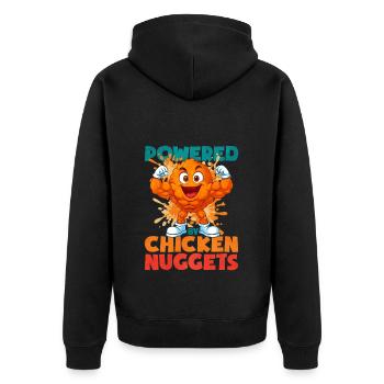Chicken Nugget - Unisex Premium Bio Zip Hoodie - Schwarz - Hinten - Nico (187cm)