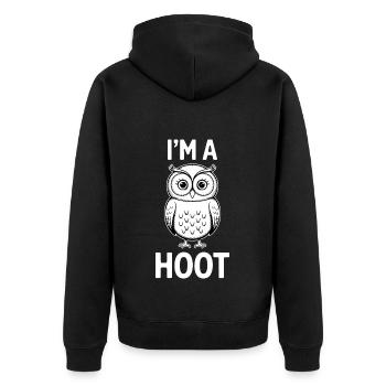 Eule Spruch Eulen Lustiges Eulen Geschenk - Unisex Premium Bio Zip Hoodie - Schwarz - Hinten - Nico (187cm)