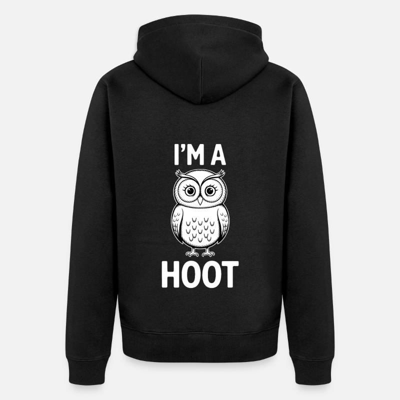 Eule Spruch Eulen Lustiges Eulen Geschenk - Unisex Premium Bio Zip Hoodie - Schwarz